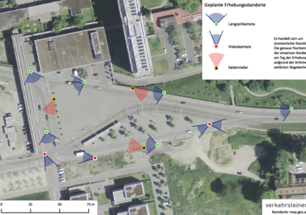 Kamera- und Radarstandorte rund um den Ansermetplatz