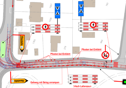 Planausschnitt Baustellenverkehrskonzept