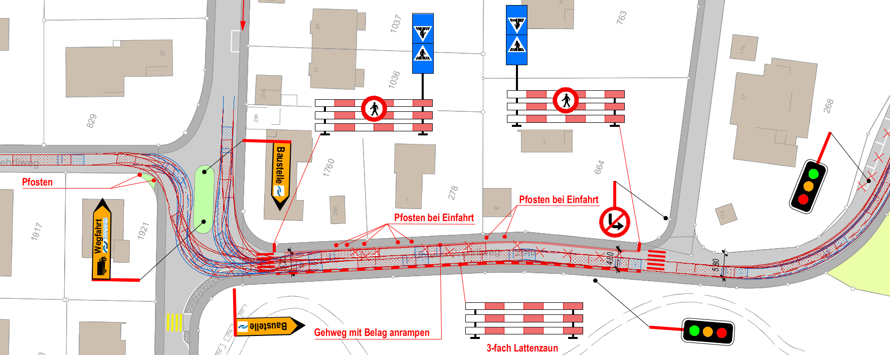 Planausschnitt Baustellenverkehrskonzept