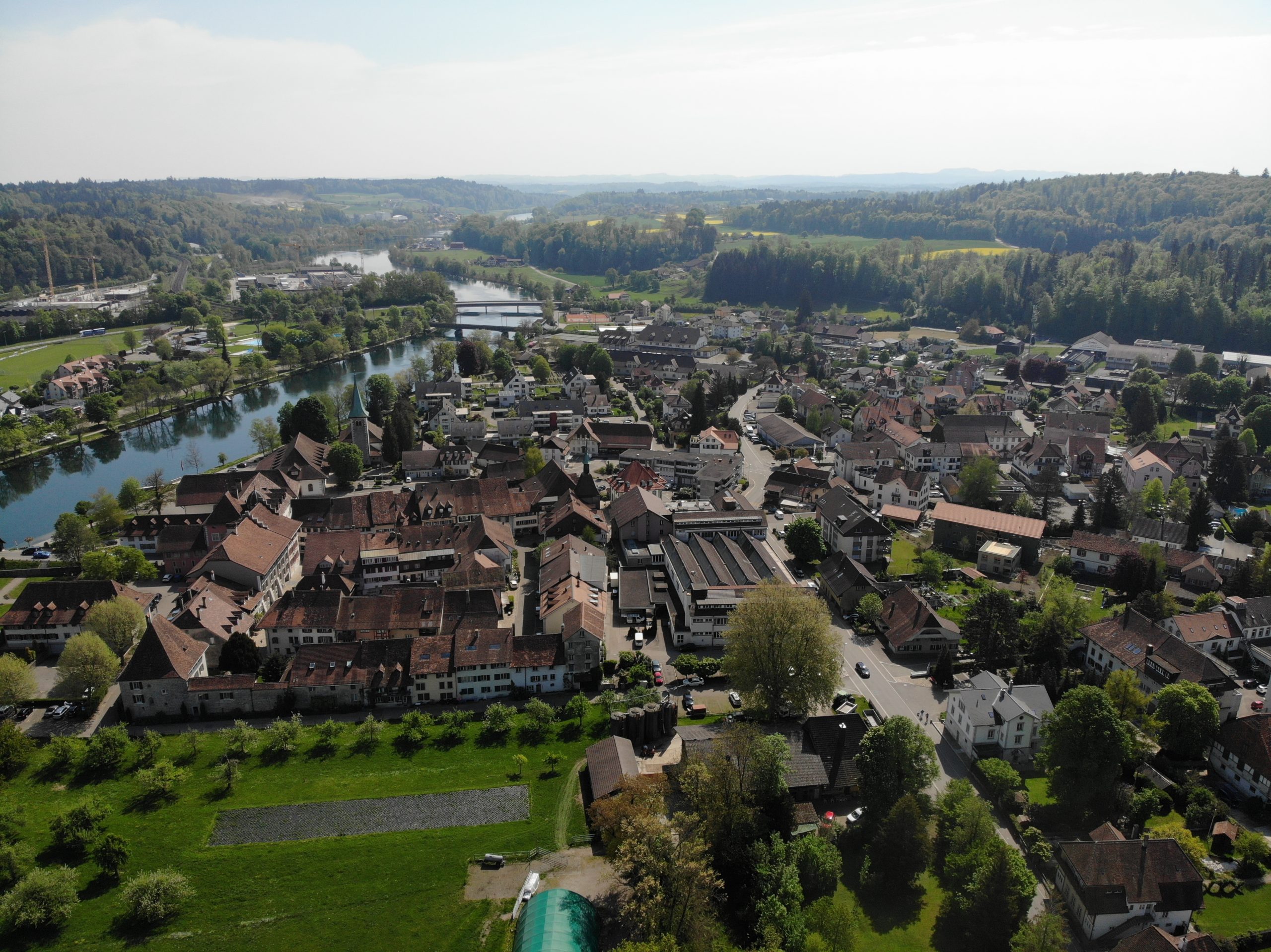 Wangen an der Aare von oben, Drohnenbild @verkehrsteiner