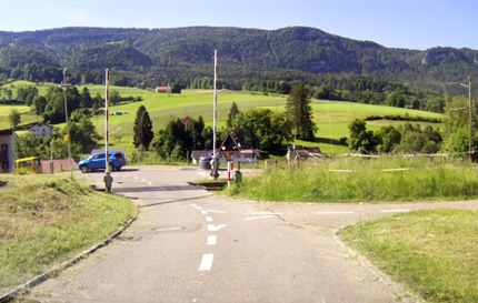 Bahnübergang «Rue de la Gare», Blickrichtung Süden