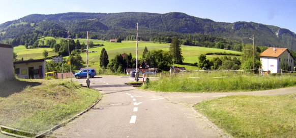 Bahnübergang «Rue de la Gare», Blickrichtung Süden