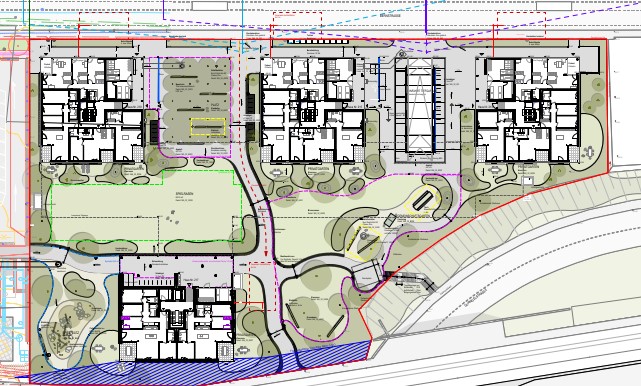 Situationsplan Südmatte, Heimberg (Quelle: Plan «Bewilligungsverfahren Projektänderung, Situationsplan»; Fontana Landschaftsarchitektur)