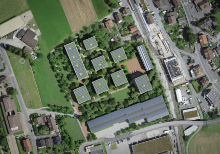 Visualisiertes Luftbild Bearbeitungsperimeter (Quelle Frutiger AG Immobilien)